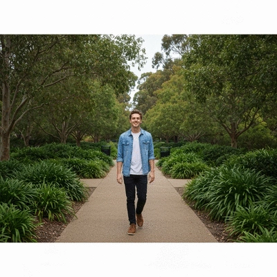 Person enjoying a leisurely stroll through a serene park in Canberra