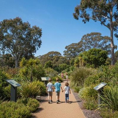 Family exploring the National Arboretum, Canberra